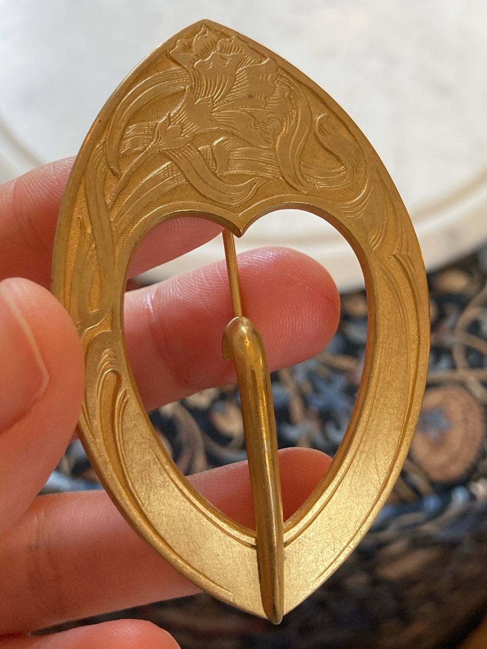 Antique Victorian Large Art Nouveau Belt Buckle Brooch